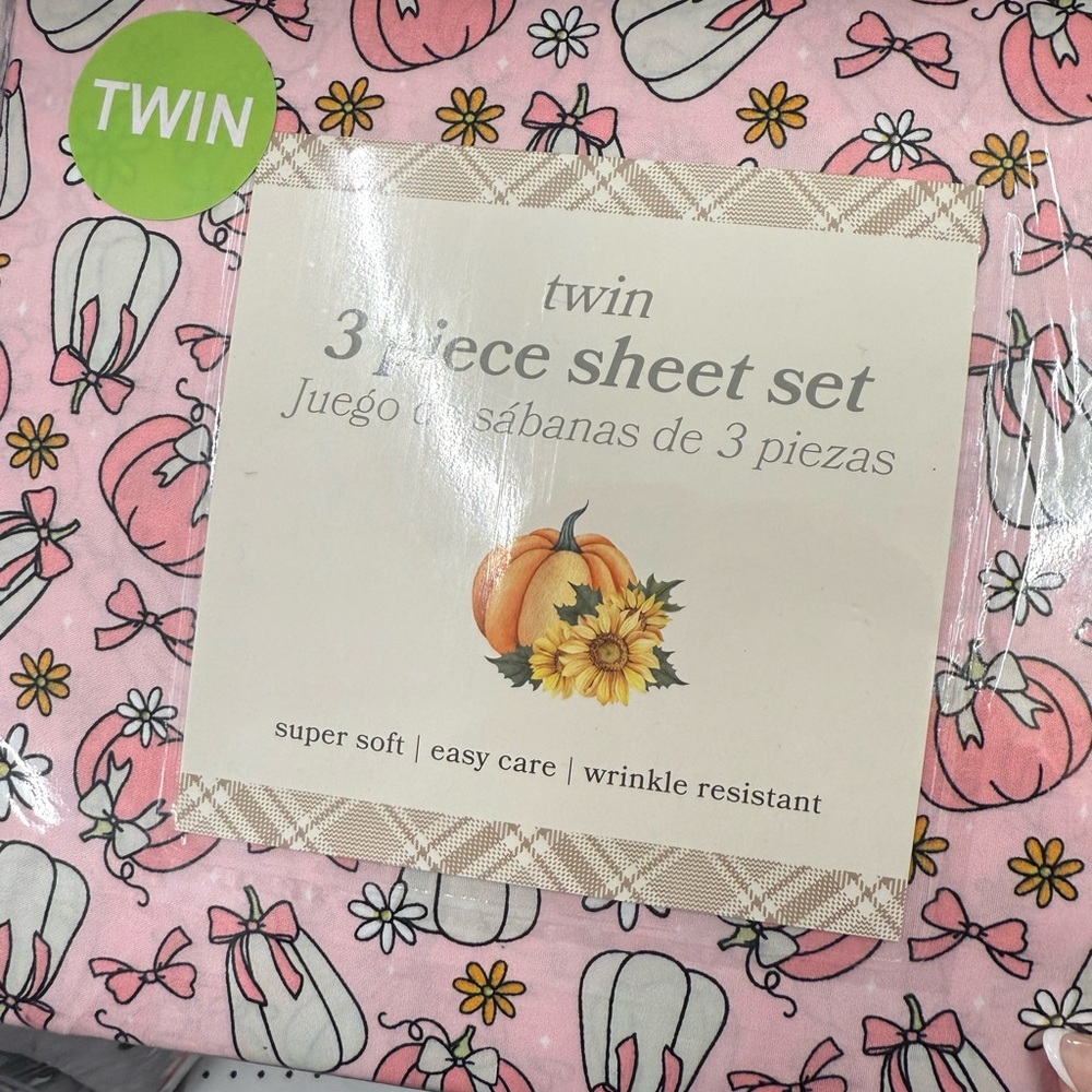 Pink pumpkins Twin 3-Piece Sheet Set